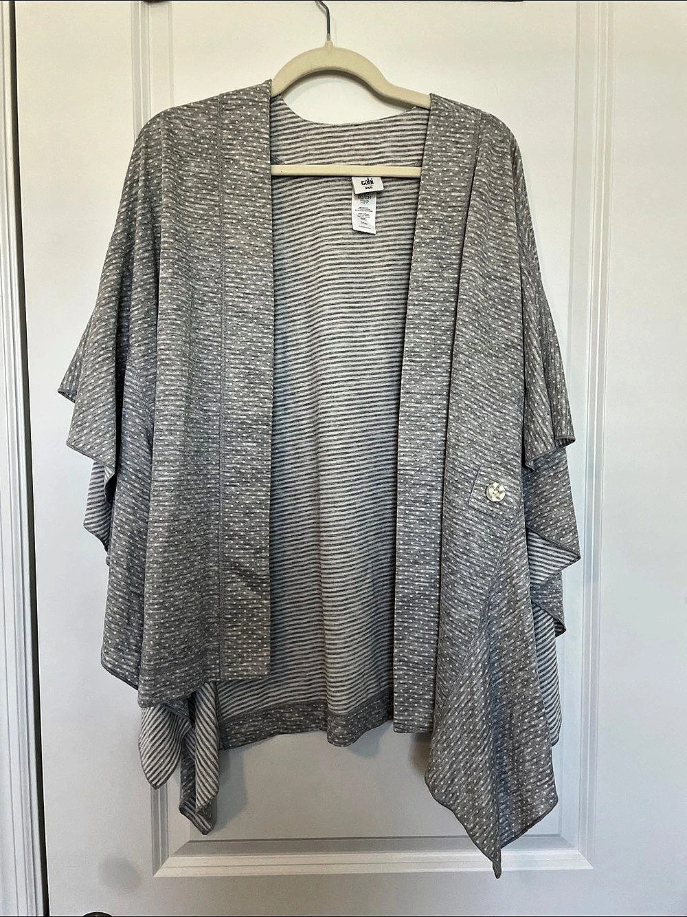 CAbi Striped Draped Shrug Gray & White XS/S Like New